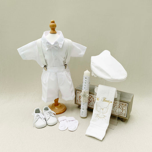 Conjunto traje de tirantes blancos + accesorios (6 piezas)